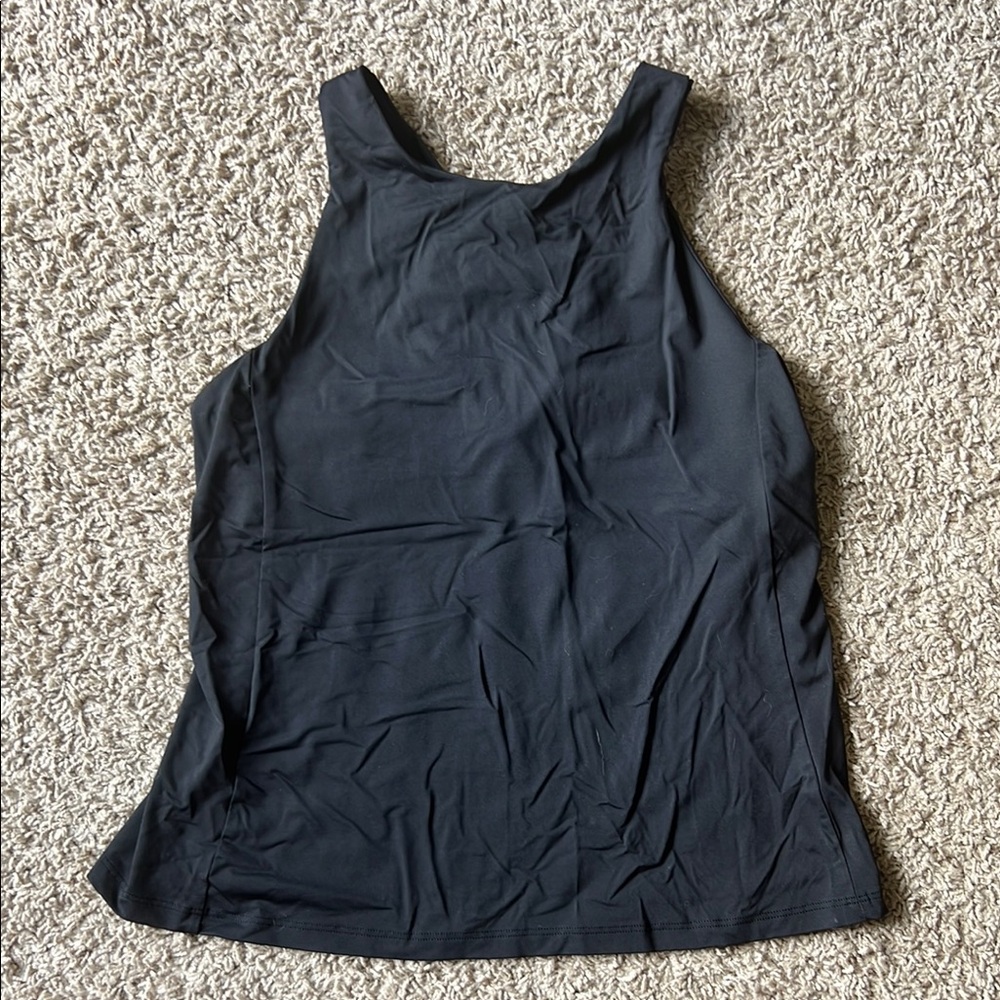 Black High Neck Tank with Built-In Shelf Bra Women's Top